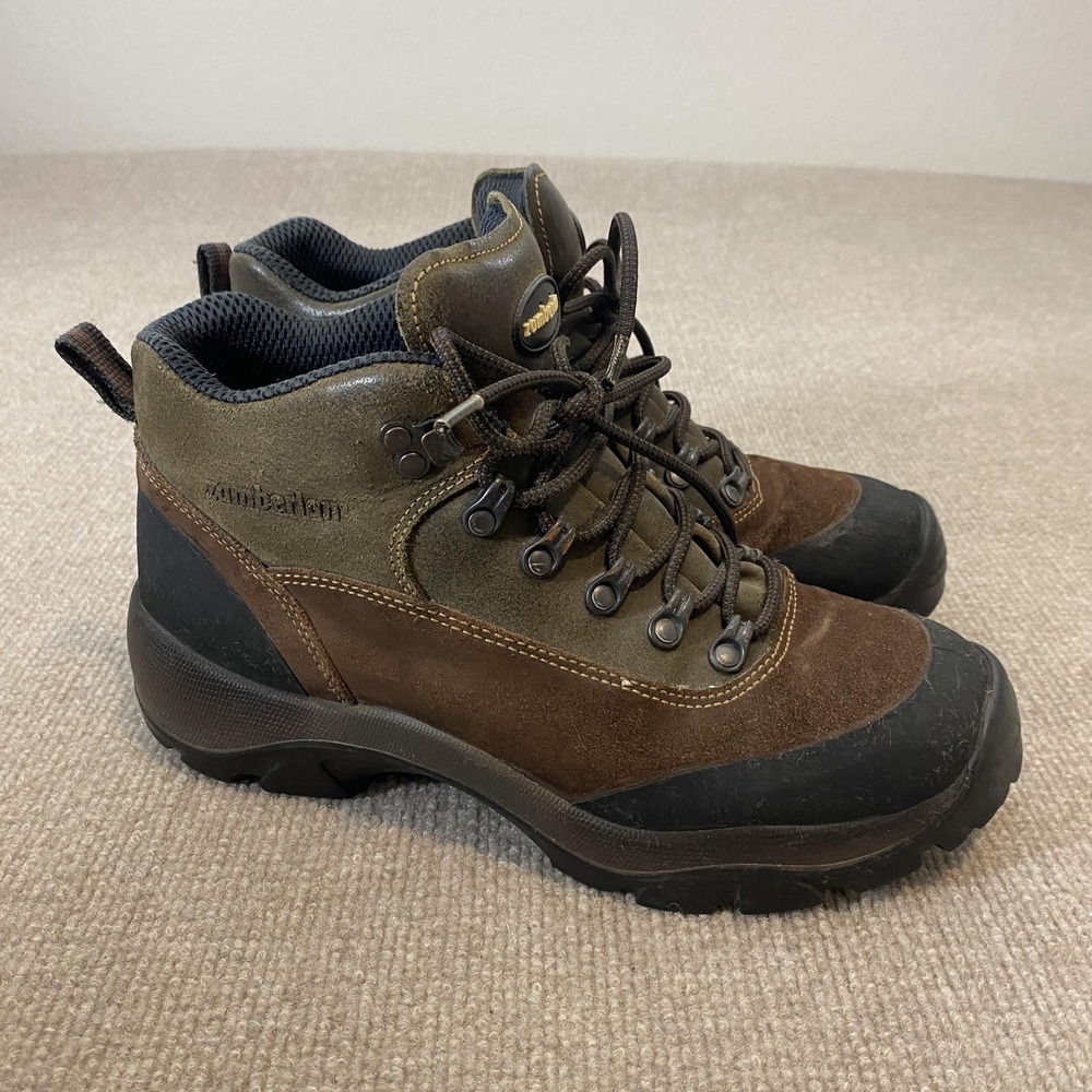 Zamberlan Boots Mens 8 Women 9 Brown Suede Ankle Hiking Vibram Lug Sole Trail